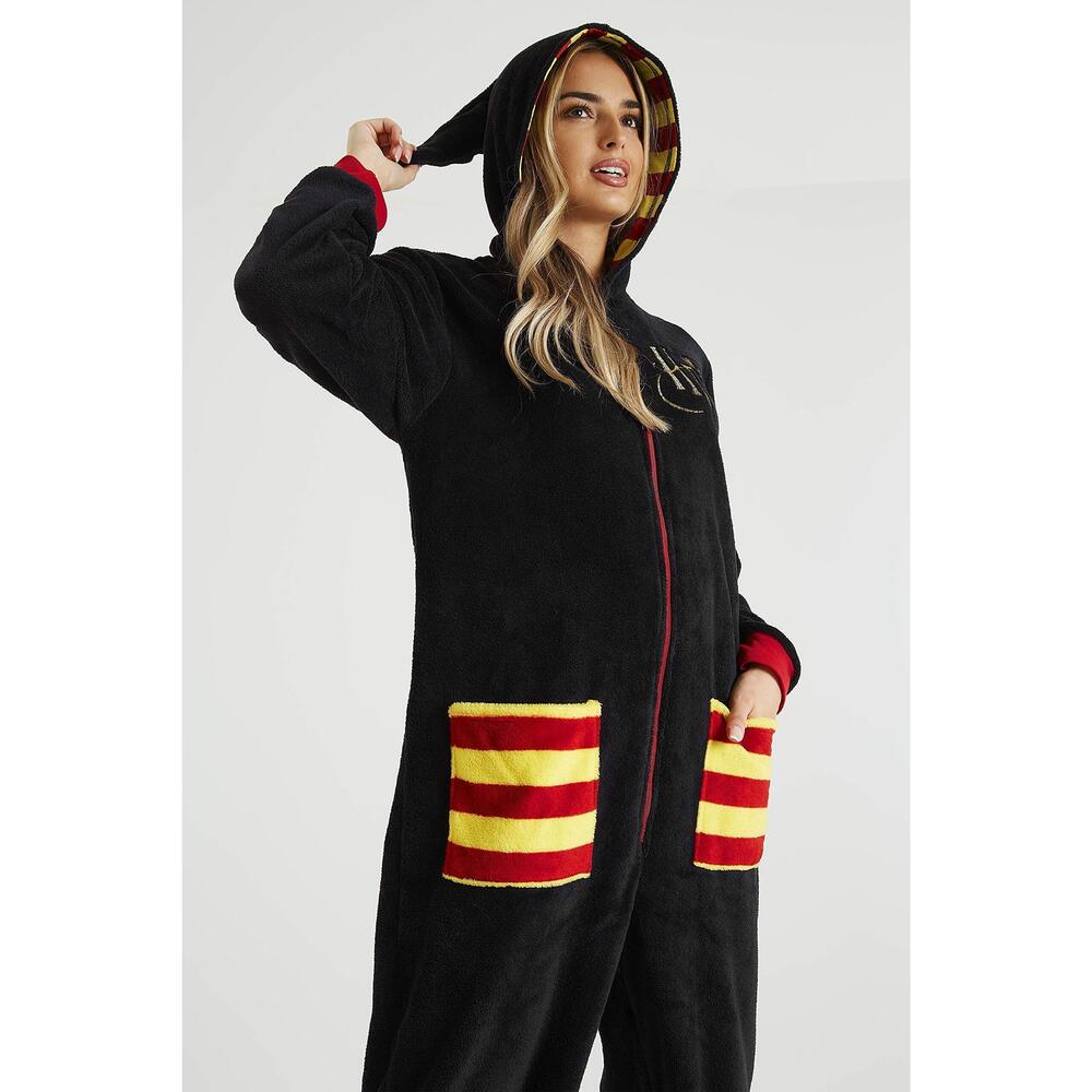 9416 Pajama , Adult Fleece Hooded Pajamas S-XL, Unisex Gifts Black, L - Picture 6 of 6